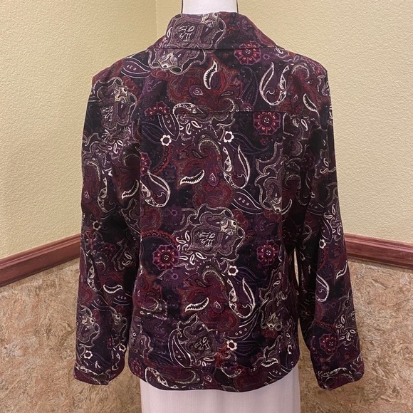 Chico’s Size XL (Chico’s 3) Corduroy Jacket Lightweight Shacket Paisley Burgundy - Picture 4 of 10